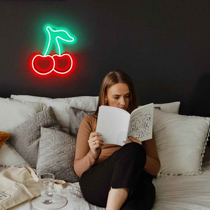 Cherry Neon Lights - Modern Living Room Accent Piece, Soft Glow Home Decoration