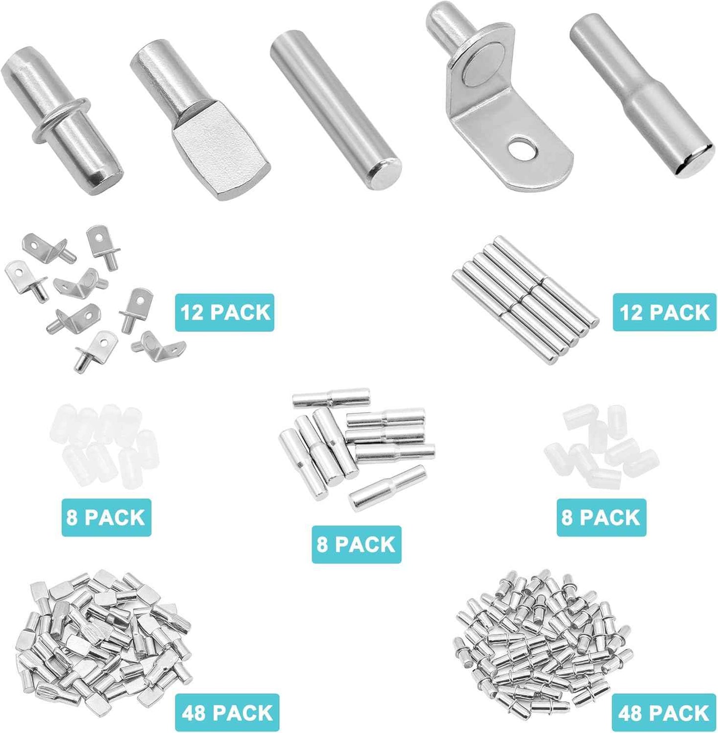 Krysalid Decor Shelf Pin Kit - Clean Polished Nickel Cabinet Hardware for Clutter-Free Built-In Storage
