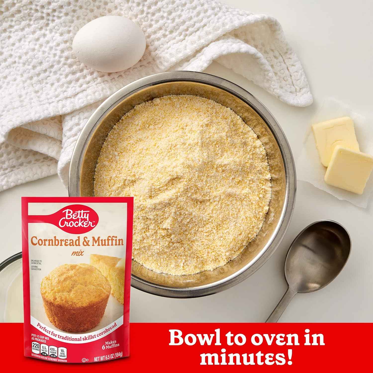 Betty Crocker Cornbread and Muffin Baking Mix, 6.5 oz (Pack of 9) – Easy Weeknight Side Dish for Picky Eaters