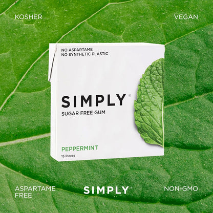 SIMPLY Gum Peppermint Xylitol Chewing Gum – Purist's Choice for an Uncluttered Purse, Single-Ingredient-Style Natural Chicle Chewing Gum