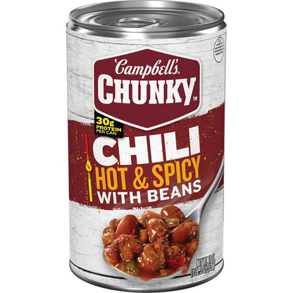 Campbell's Chunky Hot and Spicy Chili With Beans — 19 oz Filling Self-Care Meal After a Tough Workout