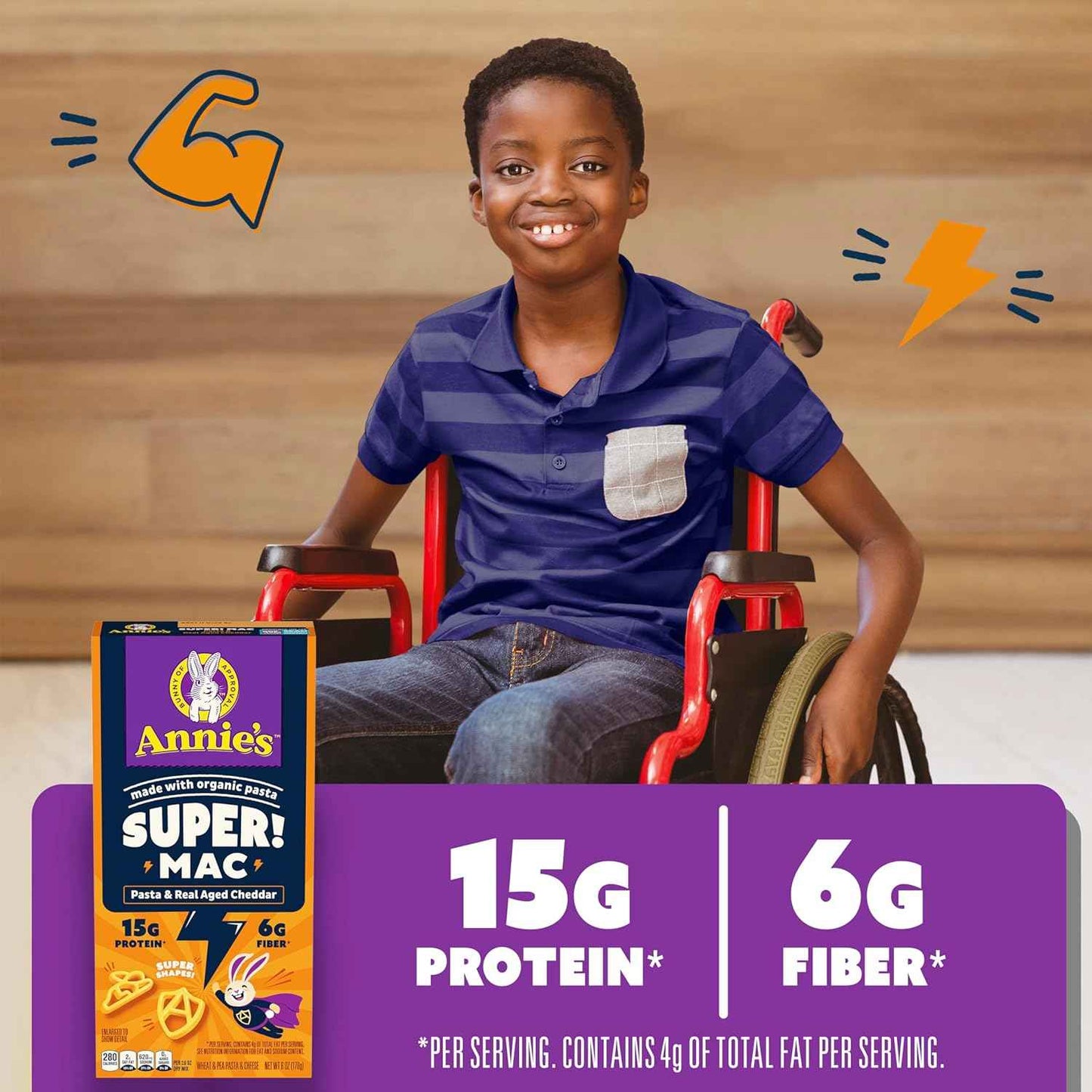 Annie's Super! Mac with Fun Shapes – Wholesome Meal Prep Pasta for Health-Conscious Families, USDA Organic Pasta and Real Cheddar, Single 6 oz Box