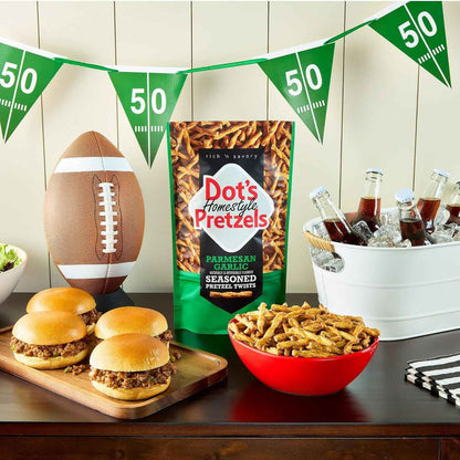 Dot's Pretzels Parmesan Garlic Pretzel Twists – Tailgate and Patio Snack for Game Day Outdoor Gatherings, 16oz Resealable Bag