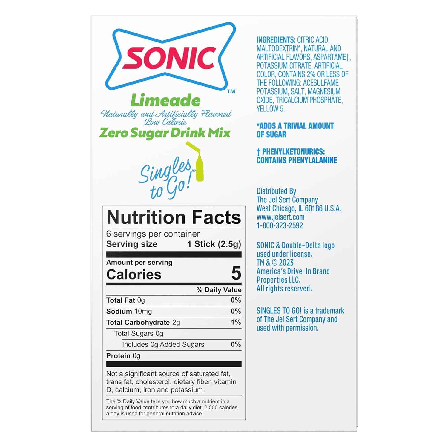 Sonic Singles to Go! Drink Mix Variety Pack – Sugar-Free Lunchbox Packets for School, After-School Activities, and Field Trips