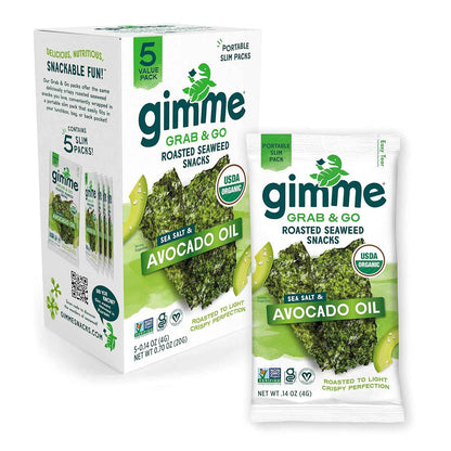 Gimme Seaweed Snacks Organic Roasted Seaweed Kids Lunchbox Pack Non-GMO Healthy School Snack 5 Count