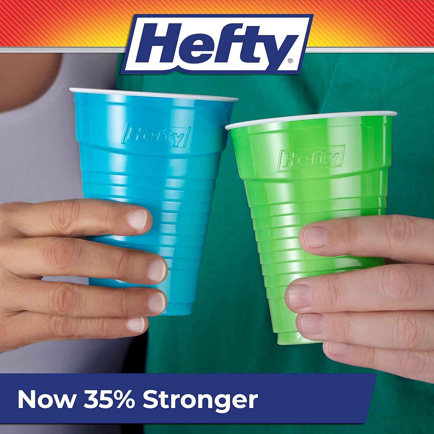 Hefty Party On Patriotic Party Cups – Festive Table Setting Drinkware for Summer Holiday Tablescapes, Firework Print 76 Count