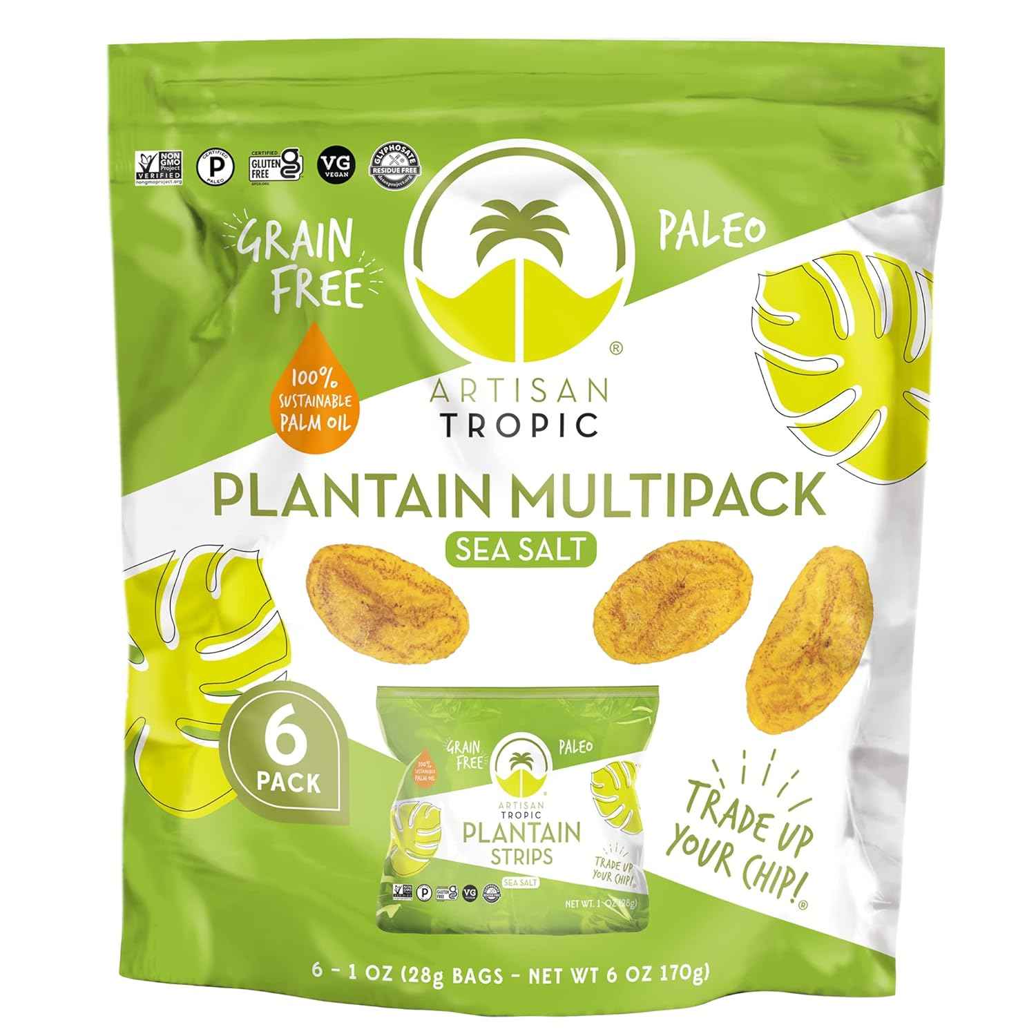 ARTISAN TROPIC Plantain Strips Sea Salt - Simple Clean-Ingredient Snack for Uncluttered Pantries