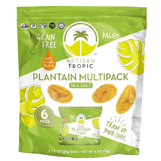 ARTISAN TROPIC Plantain Strips Sea Salt - Simple Clean-Ingredient Snack for Uncluttered Pantries