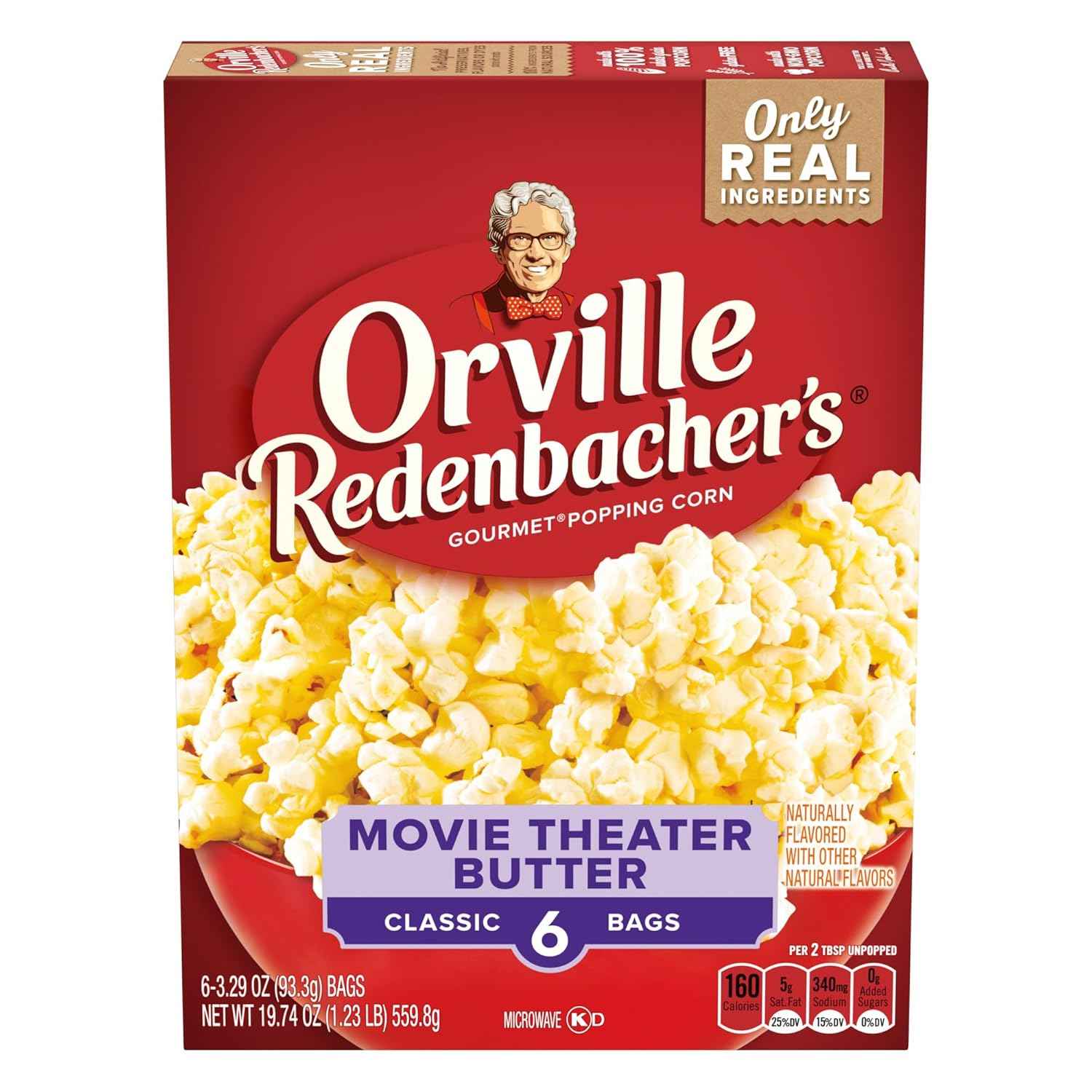Orville Redenbacher's Movie Theater Butter Popcorn – Holiday Stocking Stuffer Gift for Popcorn Lovers, 6 Microwave Bags