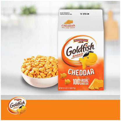 Goldfish Cheddar Cheese Crackers – Kid-Friendly Lunchbox Snack for School Lunches and After-School Munching, 27.3 oz Family Carton