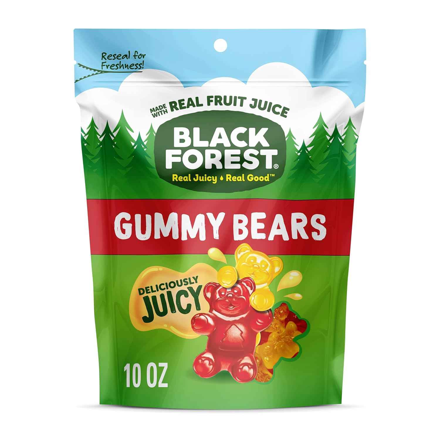 Black Forest Gummy Bears Candy for Kids Lunchboxes - Real Fruit Juice, Gluten Free, 22 oz Bulk Bag