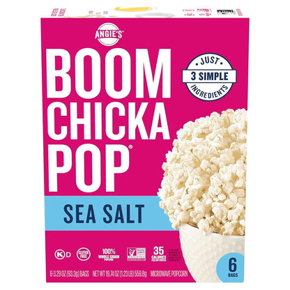 Angie's BOOMCHICKAPOP Sea Salt Popcorn, 3.29 oz Bags – Pre-Portioned Lunchbox Add-In for Busy Parents