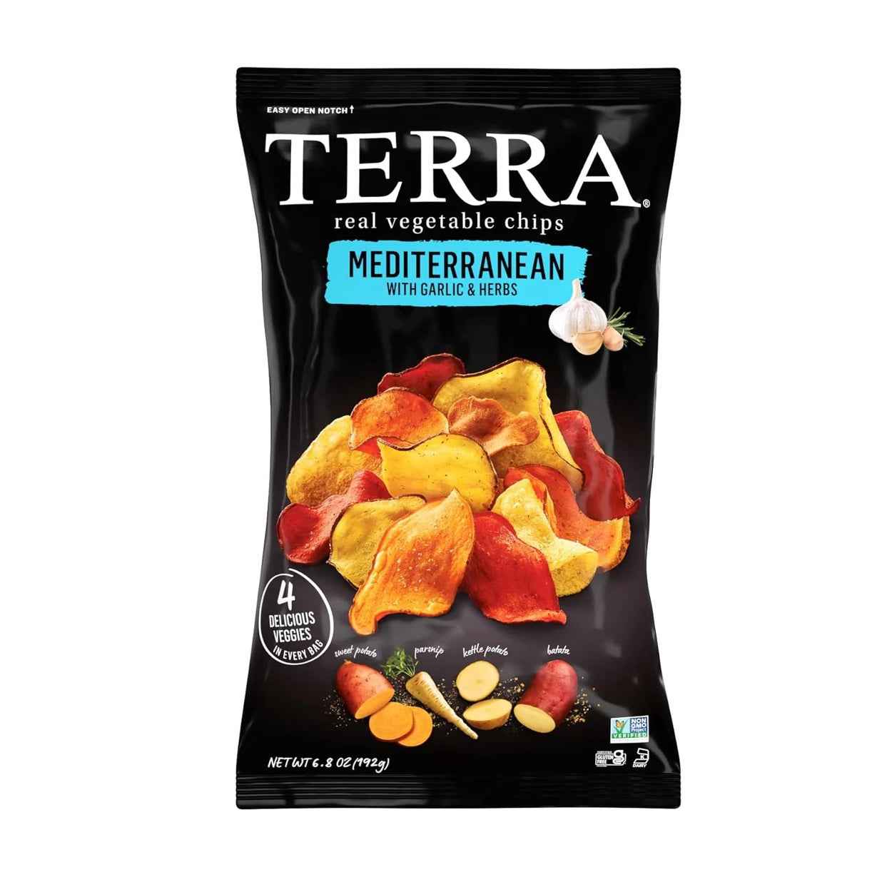 Terra Garlic & Herb Veggie Chips – Wholesome Better-For-You Chip Alternative for Clean-Eating Wellness Routines, 6.8 Oz