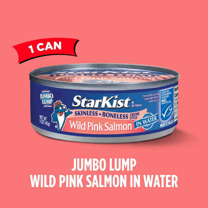 StarKist Wild Pink Salmon - Skinless, Boneless - 5 oz Can | Shelf-Stable Protein for Camping and Backcountry Meals