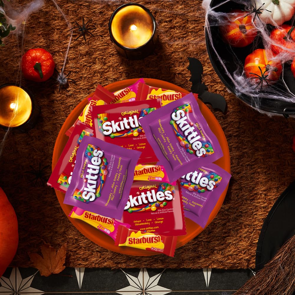 SKITTLES Original, Wild Berry & Sour Candy Pack – Holiday Treat Platter & Secret Santa Gift Idea, 20.13 oz