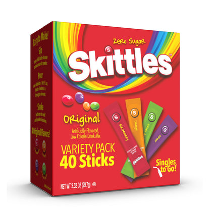 Skittles Singles To Go Variety Pack – Fun Flavored Water Packets for Picky Kids and Packed Lunches, 30 Sticks