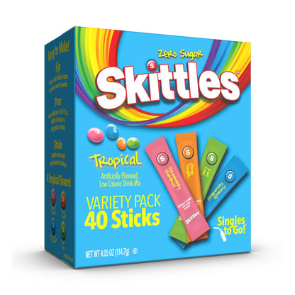 Skittles Singles To Go Variety Pack – Fun Flavored Water Packets for Picky Kids and Packed Lunches, 30 Sticks