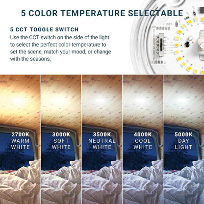 PARMIDA 5CCT LED Dome Light – Cozy Ambiance Fixture for RV Bedrooms & Motorhome Living Areas, 4.5 Inch Dimmable, 6 Pack