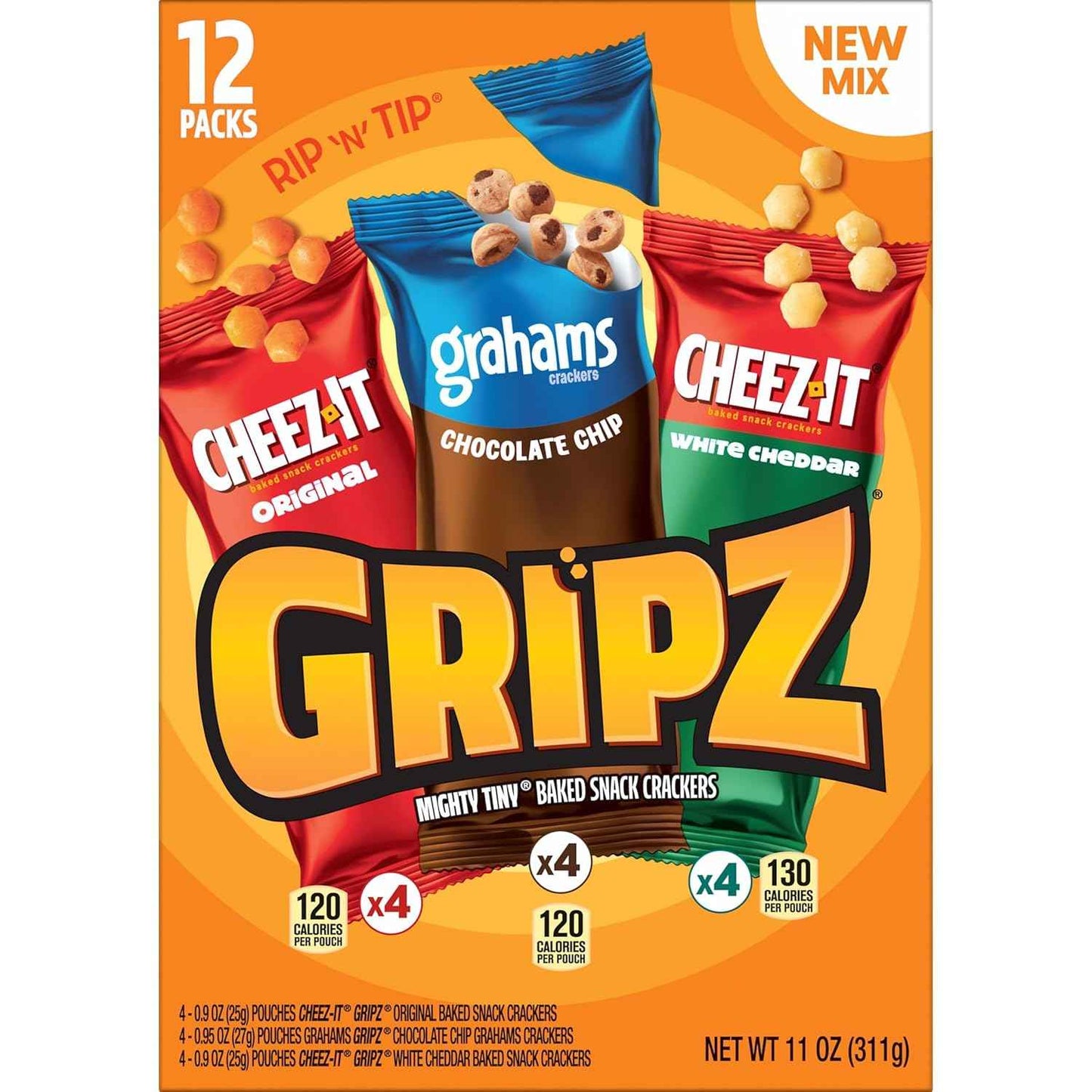 Kellogg's Gripz Variety Pack Mini Baked Snacks – School Lunchbox Pouches for Kids' Lunches and After-School Snacking