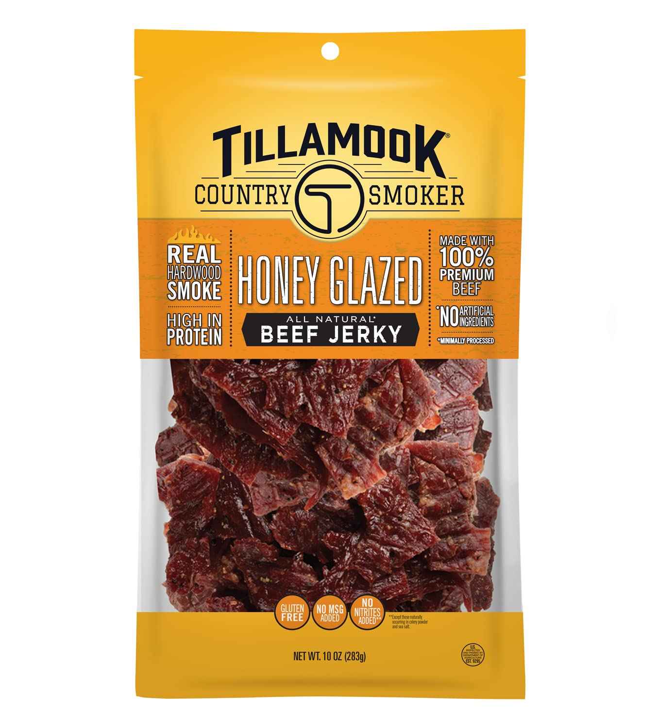 Tillamook Country Smoker 10 g Protein Beef Jerky Honey Glazed – Keto and Low-Carb Pantry Snack for Mindful Eating