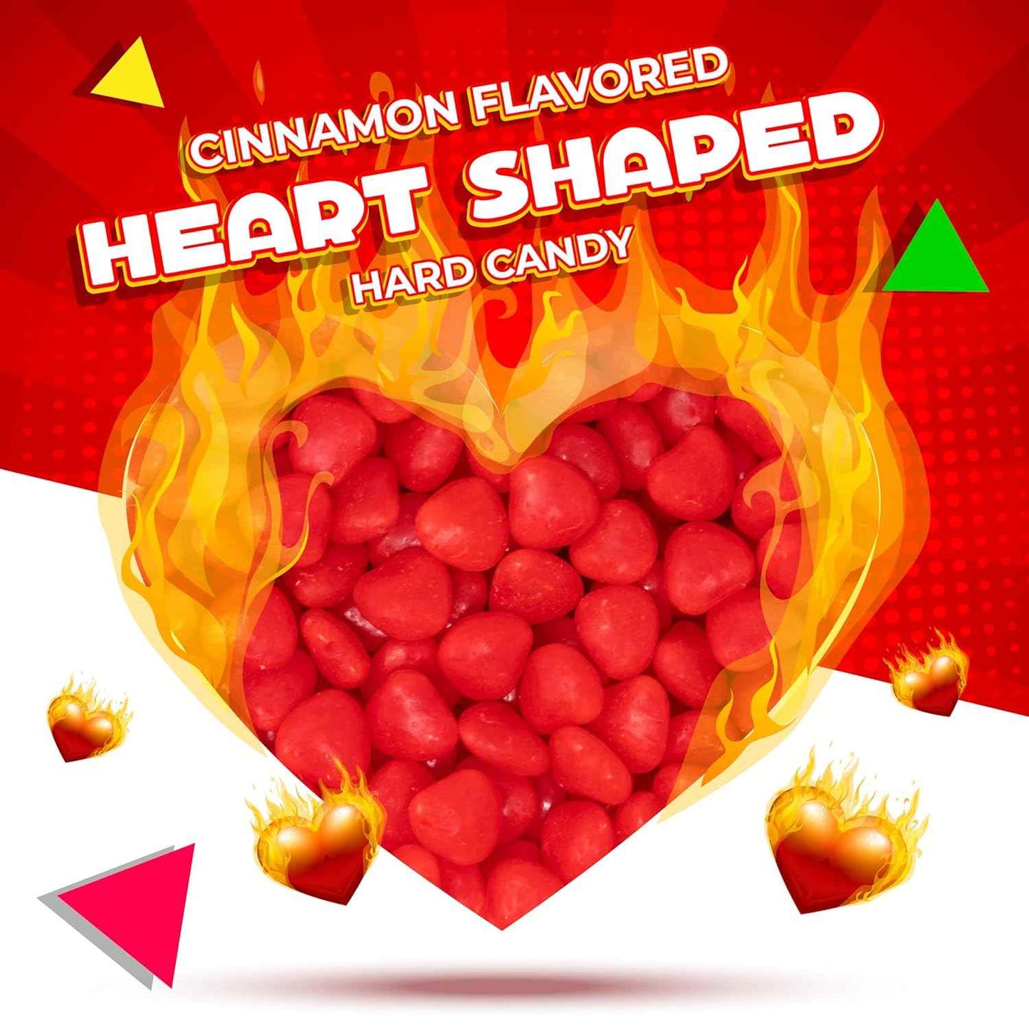 Cinnamon Imperial Hearts – Holiday Table Centerpiece Candy, Spicy Red Hearts for Christmas Party Bowls