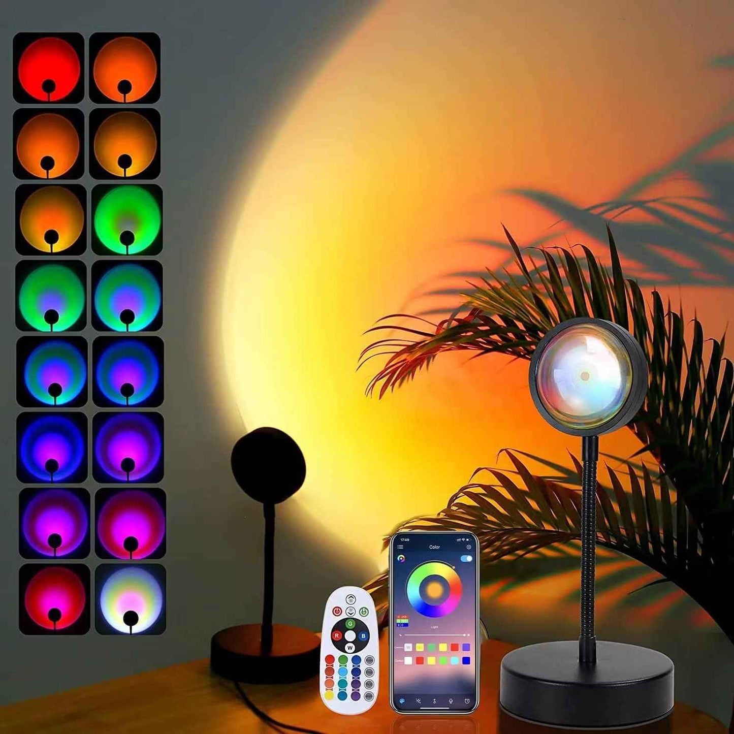 AuroraBeam Sunset Lamp – Calming Bath Time and Meditation Light, Soothing RGB Color Therapy