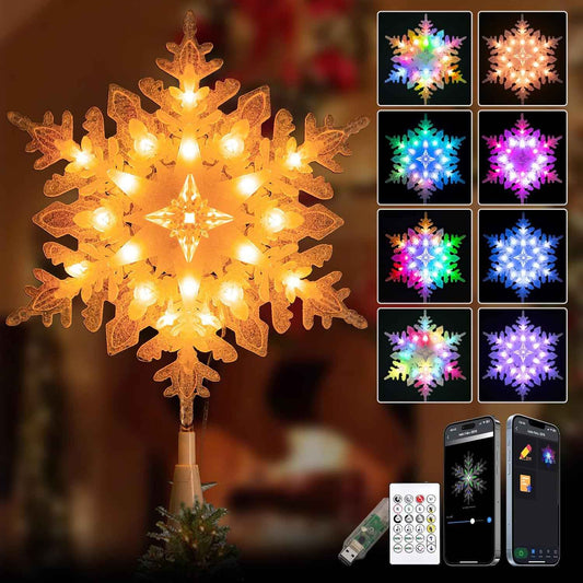 Lumichain Snowflake Tree Topper – Child-Safe, Cool-Touch Holiday Decor for Nursery and Playroom
