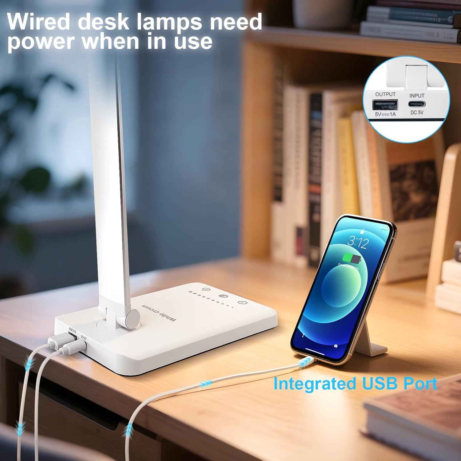White crown Aluminum LED Desk Lamp – Clean, Modern Task Light for Intentional Home Offices and Uncluttered Desks