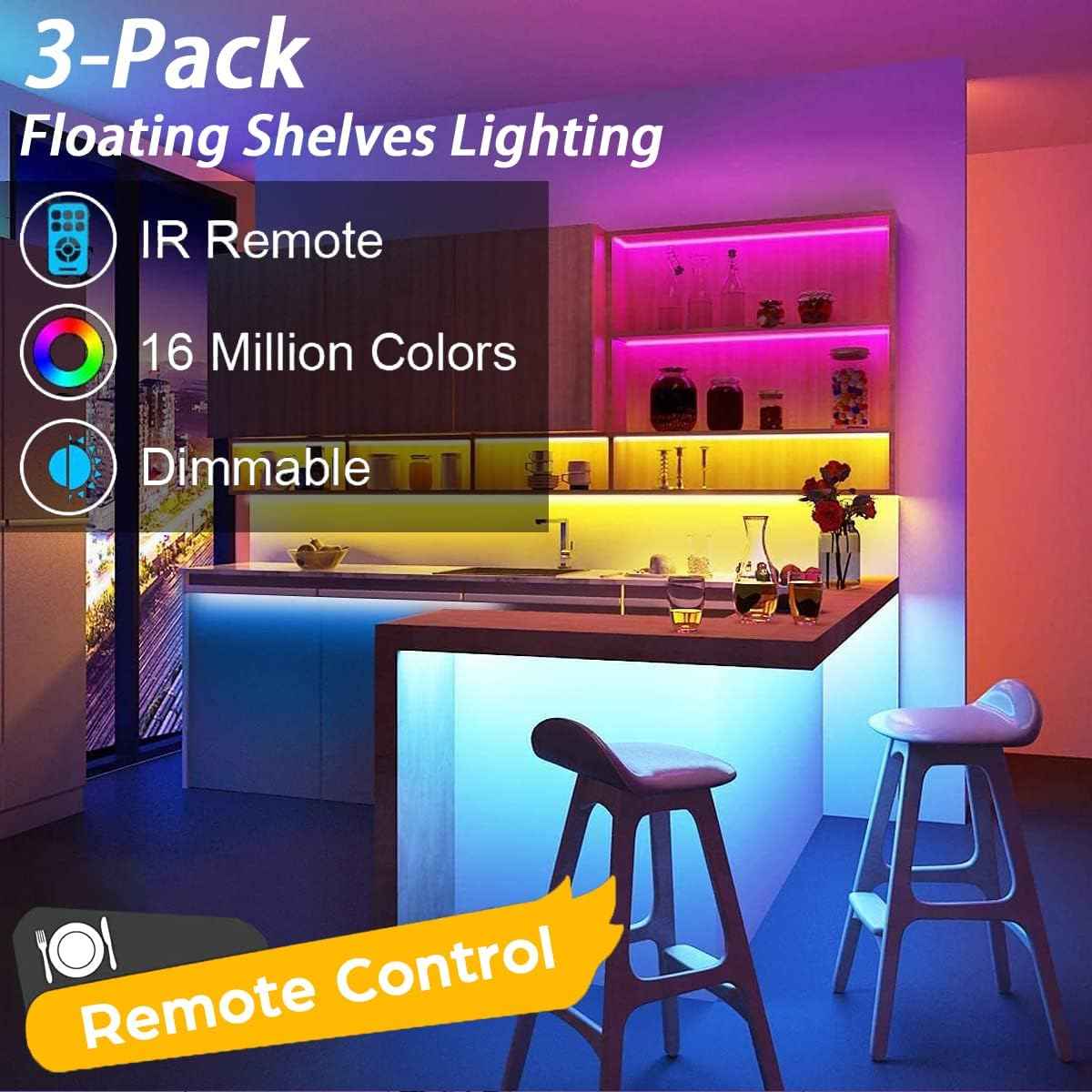 LuminGlow Wireless RGB Strip Lights – Mood Lighting for Bookshelves, Display Niches, and Home Aesthetic