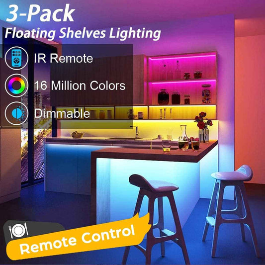 LuminGlow Wireless RGB Strip Lights – Mood Lighting for Bookshelves, Display Niches, and Home Aesthetic