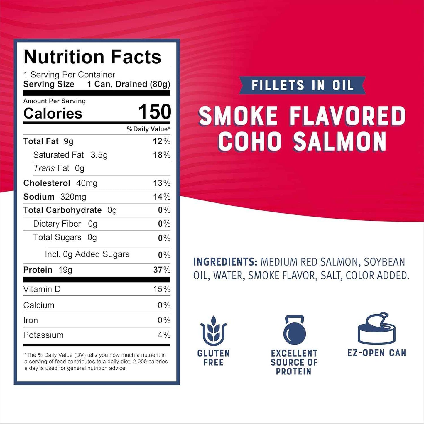 Bumble Bee Smoke Flavored Red Coho Salmon Fillets in Oil, 3.75 oz (Pack of 1) – Lightweight Non-Perishable Wild Salmon for Hiking Lunches and Lakeside Snacks