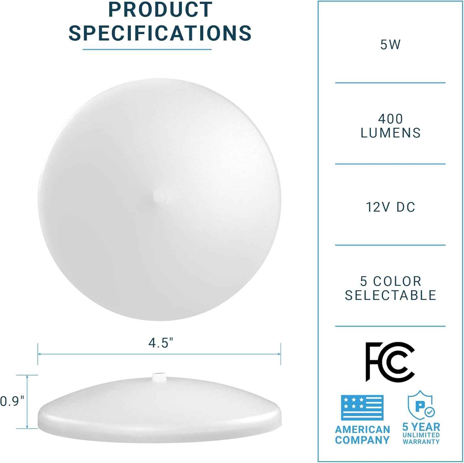 PARMIDA 5CCT LED Dome Light – Cozy Ambiance Fixture for RV Bedrooms & Motorhome Living Areas, 4.5 Inch Dimmable, 6 Pack