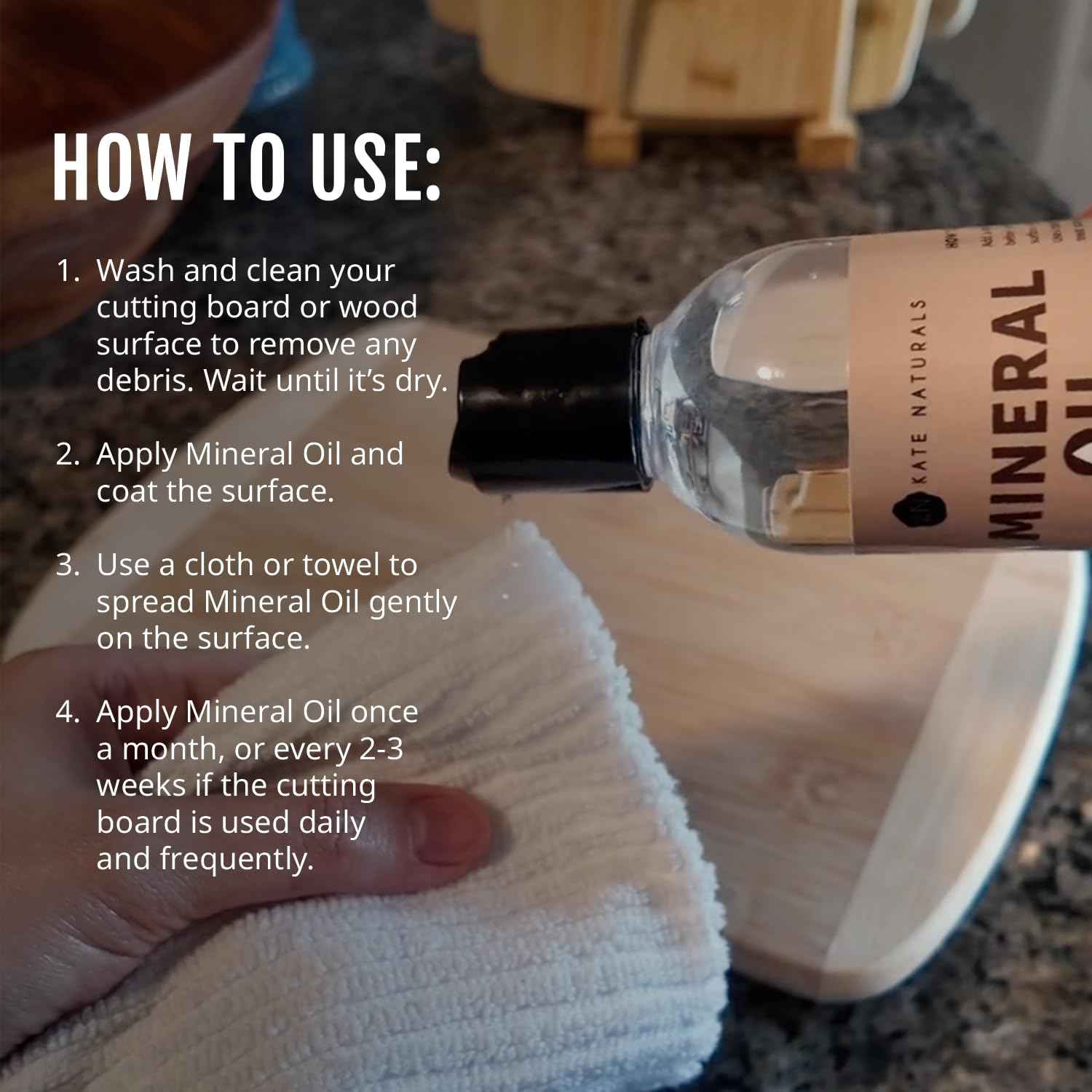 Kate Naturals Food Safe Mineral Oil – Thoughtful Housewarming Gift for New Homeowners and Wedding Registry Picks
