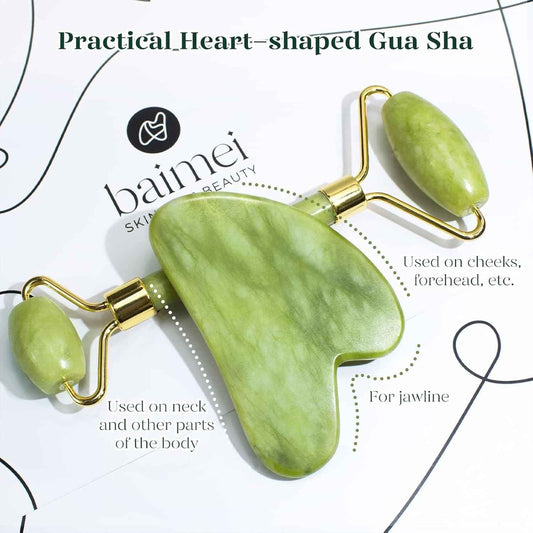 BAIMEI IcyMe Gua Sha & Jade Roller Set – Ready-to-Give Birthday Gift for Her, At-Home Facial Massage Kit