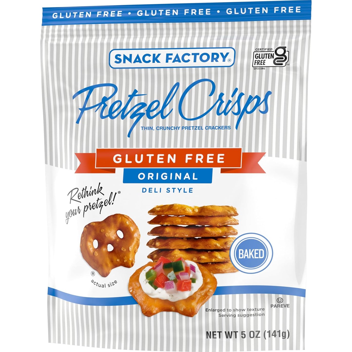 Snack Factory Pretzel Crisps Gluten Free – Portable Crunch for Picnics and Road Trips, Resealable Original 5 oz Bag