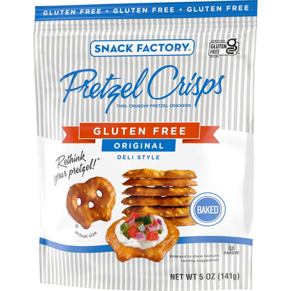 Snack Factory Pretzel Crisps Gluten Free – Portable Crunch for Picnics and Road Trips, Resealable Original 5 oz Bag