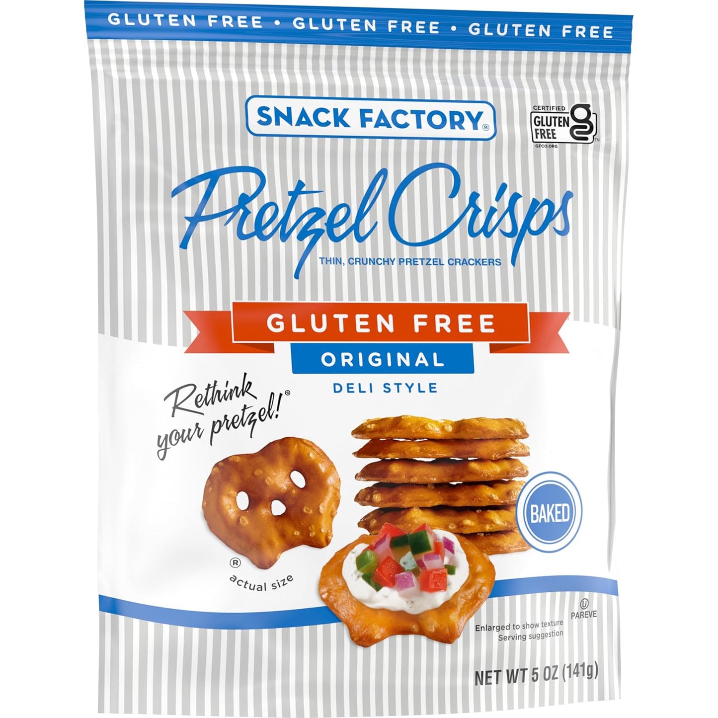 Snack Factory Pretzel Crisps Gluten Free – Portable Crunch for Picnics and Road Trips, Resealable Original 5 oz Bag