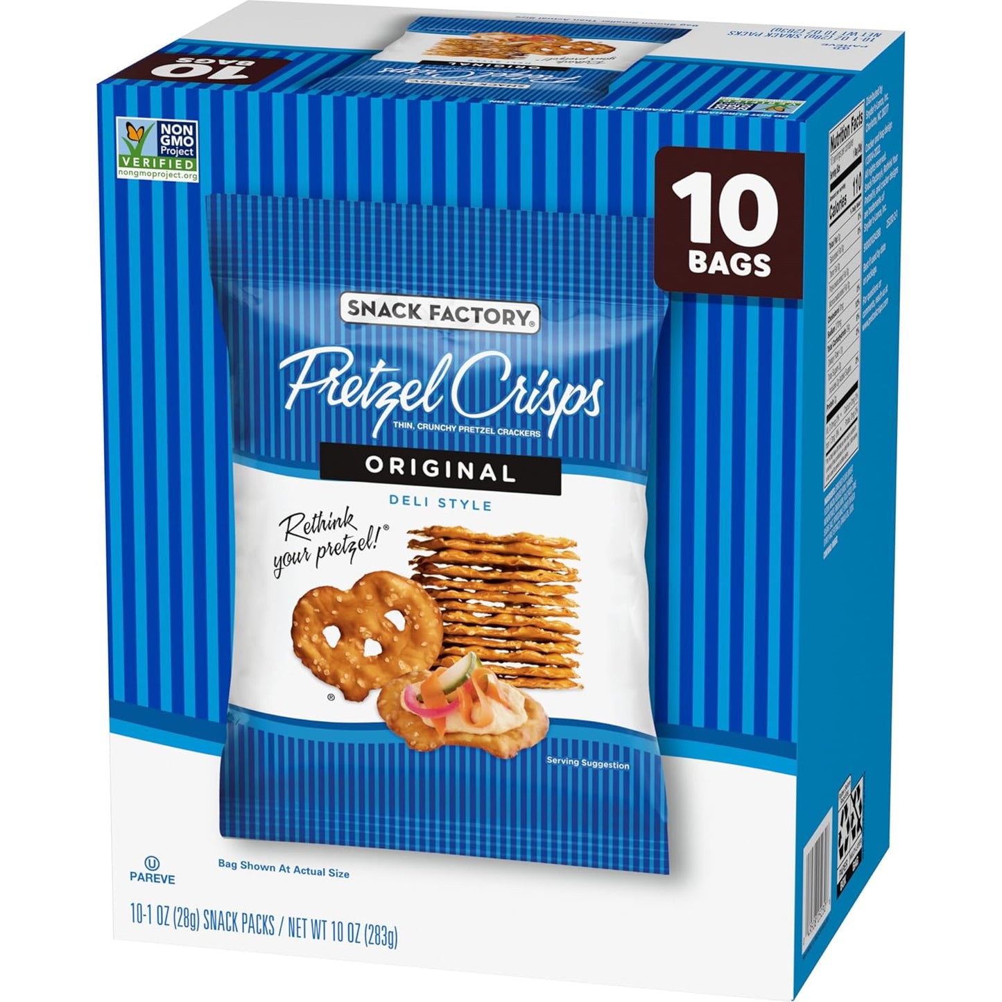 Snack Factory Pretzel Crisps – Office Desk Drawer Snack Bags, 1-oz Portion-Controlled Packs