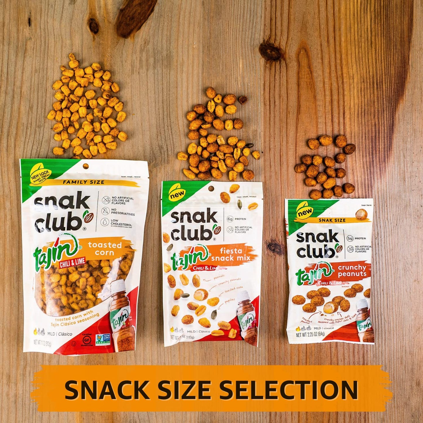 Snak Club Tajin Toasted Corn – Kid-Friendly Lunch Box Snack with Mild Tajin Chili-Lime, Non-GMO Corn Nuggets 11 oz