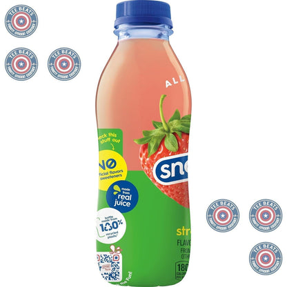 Snapple Kiwi Strawberry Juice 16 Fl Oz Bottles 12 Pack - Gluten Free Kids Birthday Party Drink and Family Gathering Beverage