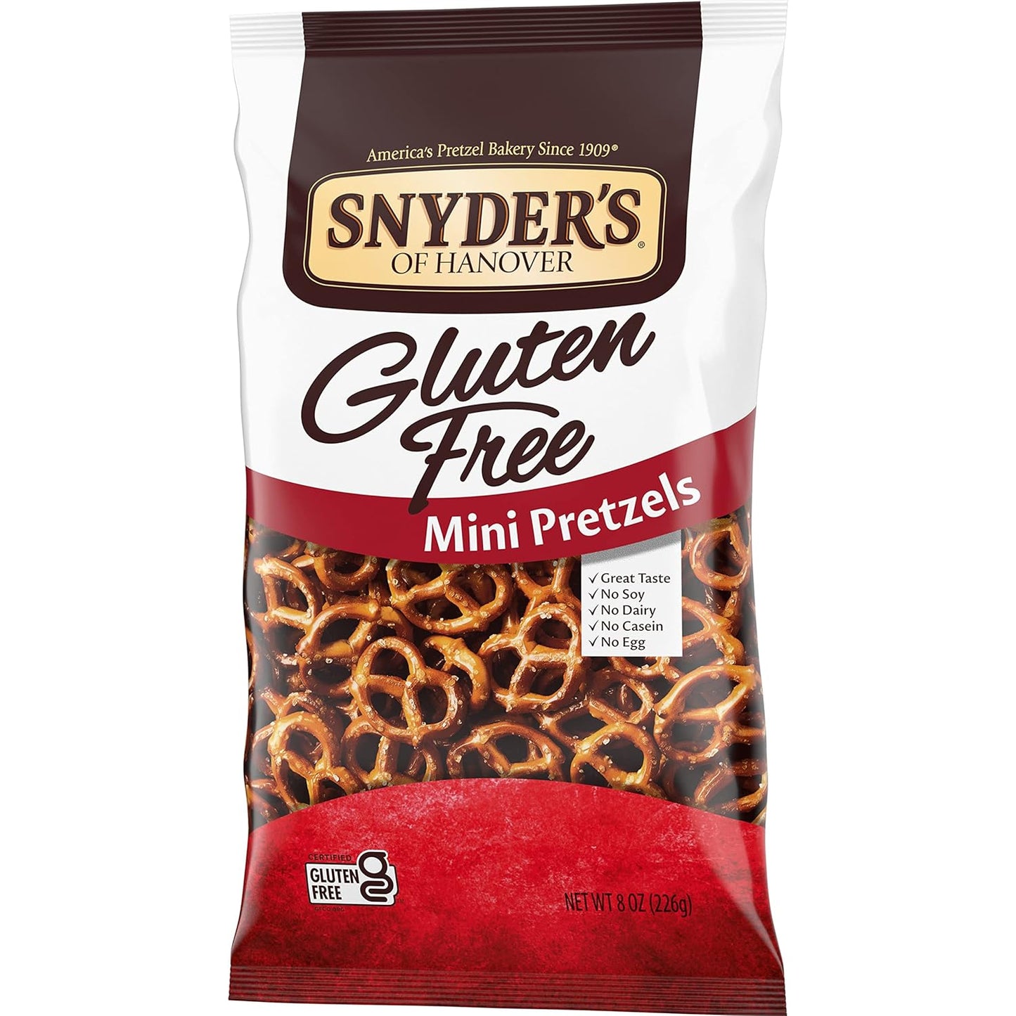 Snyder's of Hanover Gluten Free Mini Pretzels – Low-Fat Everyday Snack for Guilt-Free Mindful Munching