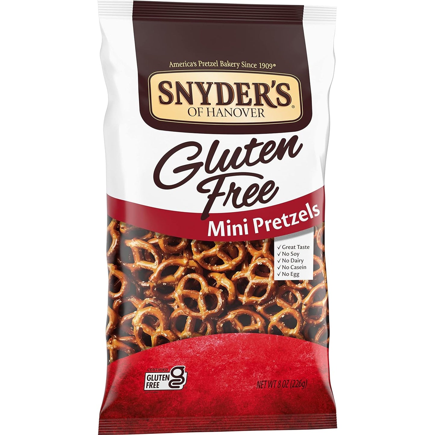 Snyder's of Hanover Gluten Free Mini Pretzels – Low-Fat Everyday Snack for Guilt-Free Mindful Munching