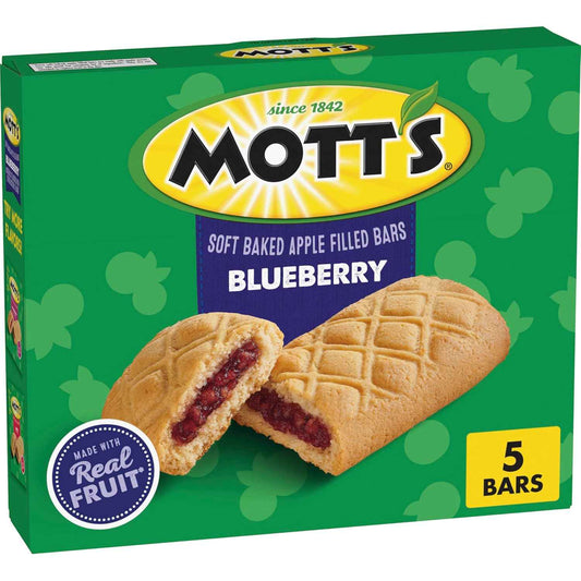 Mott's Soft Baked Apple Filled Bars – Individually Portioned Office Snack for Workdays, 5 Ct Box