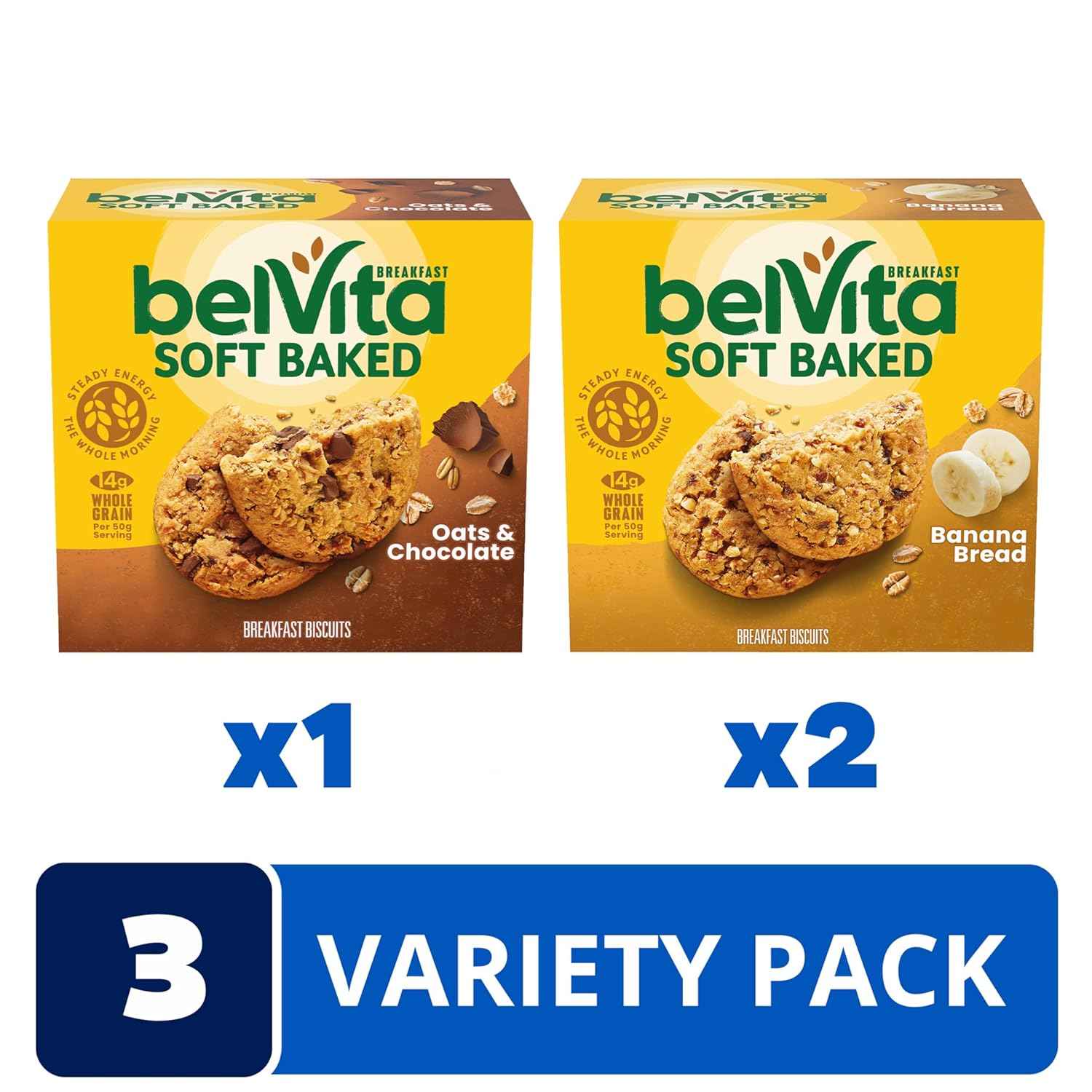 belVita Banana Bread & Oats & Chocolate Biscuit Bars – Individually Wrapped After-School Snack for Active Kids