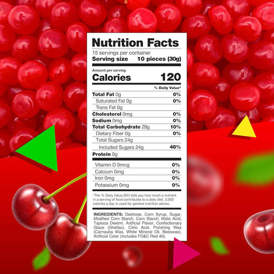 Cherry Sours – Vibrant Red Garnish Candy for Cupcakes, Donuts, and Ice Cream Sundaes, 1 Lb