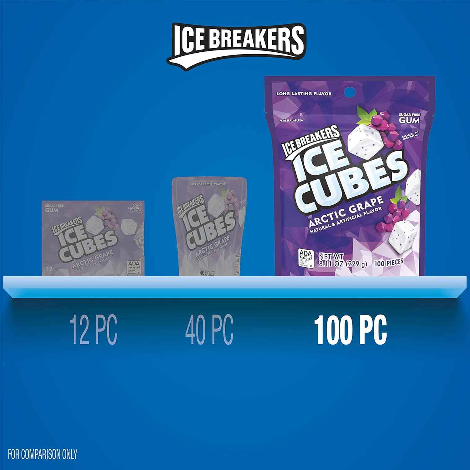 ICE BREAKERS Arctic Grape Chewing Gum – Sugar-Free Desk Drawer Staple for Office Meetings