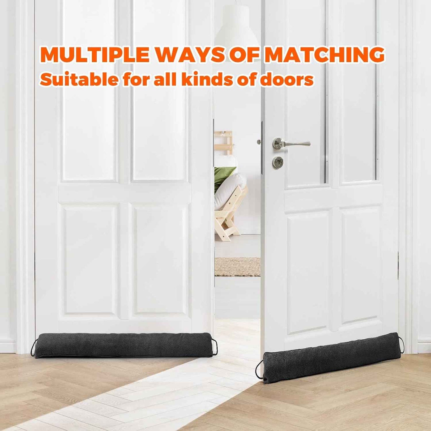 Holikme Door Draft Stopper 36 inch – Flameless-Style Door Bottom Seal for Kid and Pet Safety, No Sharp Tacks or Glass Beads