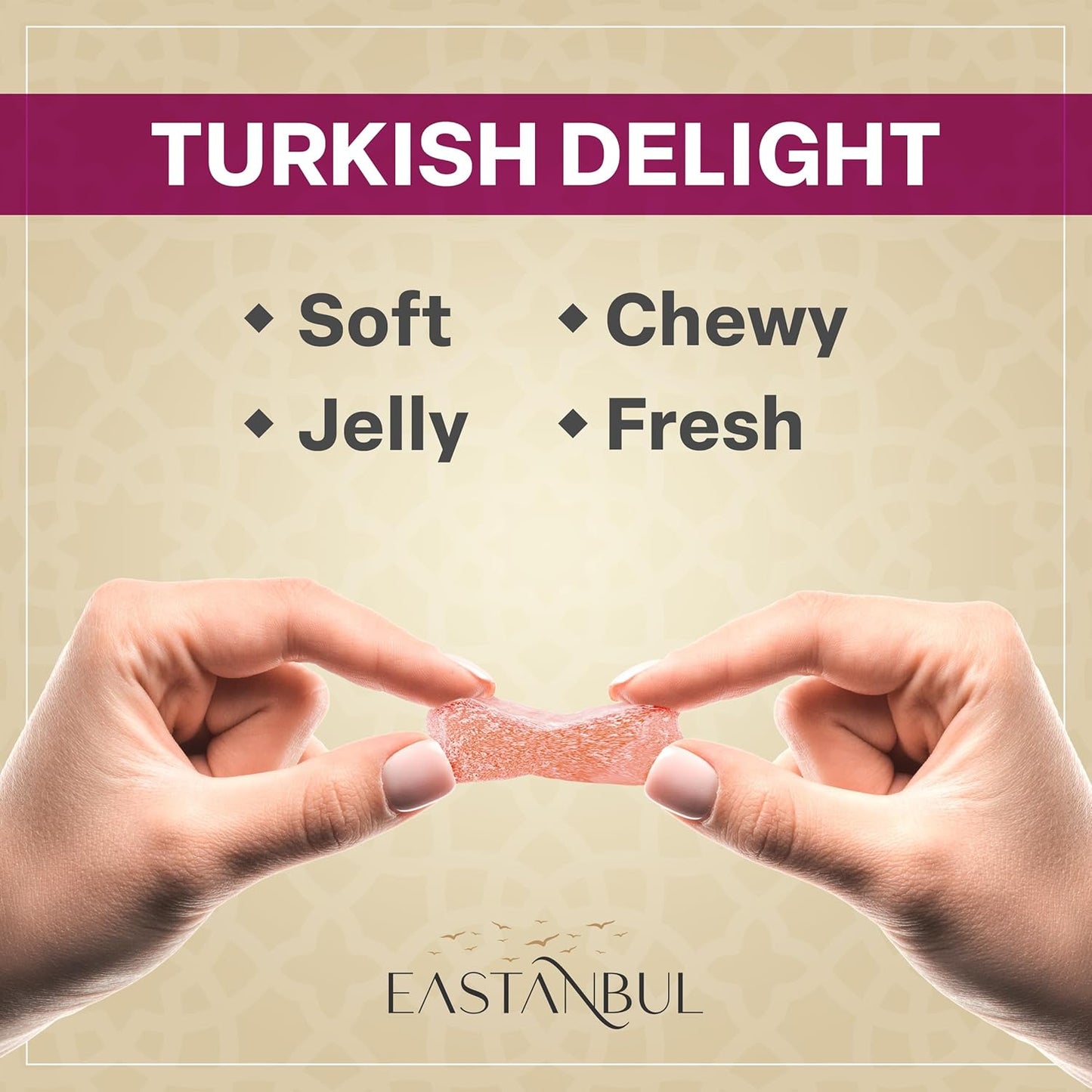 soft, juicy, chewy texture with no cloying or throat-burning aftertaste