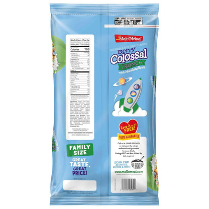 Malt-O-Meal Berry Colossal Crunch with Marshmallows Breakfast Cereal, Quick Grab-and-Go Morning Cereal for Busy Working Parents in the Car and Office Breakroom, 24 oz Resealable Bag