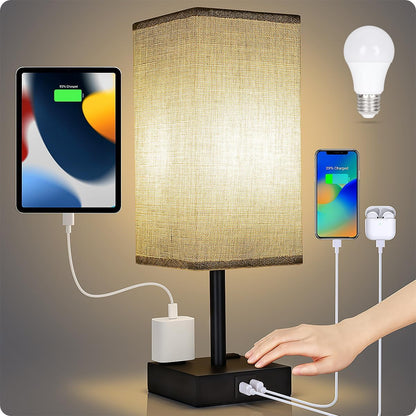 Soilsiu Dimmable Bedside Lamp with USB Charging, Thoughtful Housewarming Gift for New Homeowners